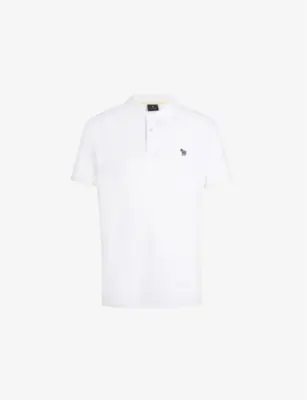 PS BY PAUL SMITH Zebra-embroidered cotton-piqué polo shirt - BLACK detail 2
