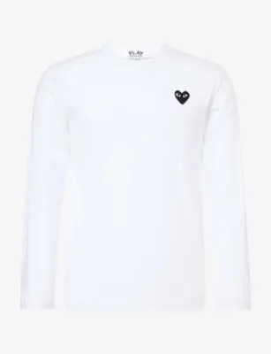 COMME DES GARCONS PLAY Small Black Heart Long-Sleeve Cotton-Jersey T-Shirt - BLACK detail 2