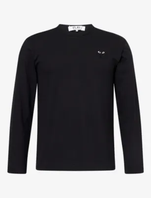 COMME DES GARCONS PLAY Small Black Heart Long-Sleeve Cotton-Jersey T-Shirt - BLACK