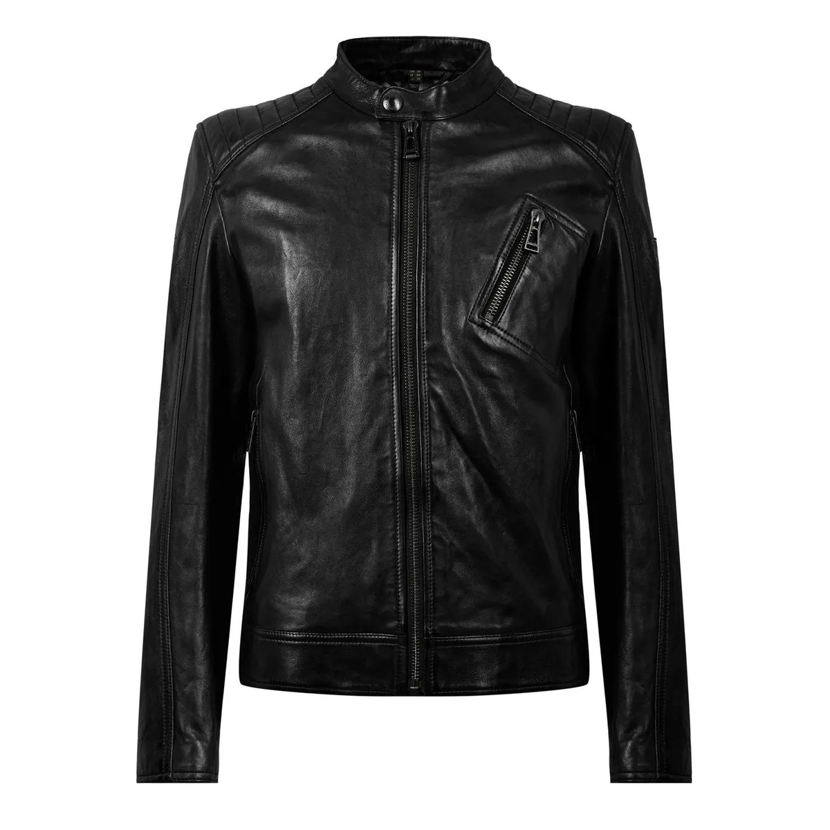 Belstaff Men's V Racer Water-Repellent Leather Long Sleeve Slim Fit Leather Jacket