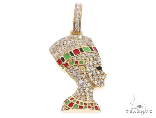 RINA - For Him FACTORY 14k Yellow Gold Diamond and Enamel Nefertiti Pendant 64692 in Yellow Gold – Pendant