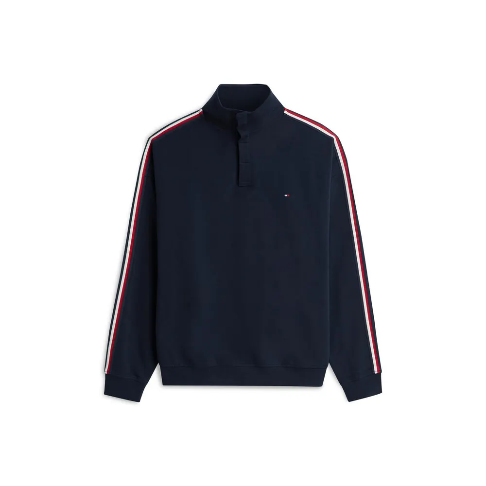 Tommy Hilfiger Men's Global Stripe Cotton Button 1/2 Zip Fleece