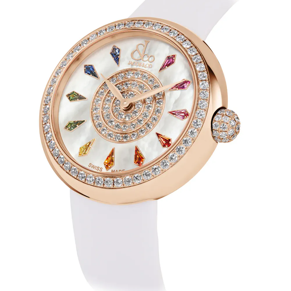 Jacob & Co Brilliant One Row 38mm Red Watch in White, additional product view 2