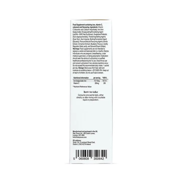 Starpowa Iron + Vit-C Liquid Liposomal Blueberry 14 Sachets, additional product view 2