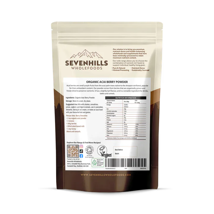 Sevenhills Wholefoods Organic Acai Berry Powder 200g, additional product view 2