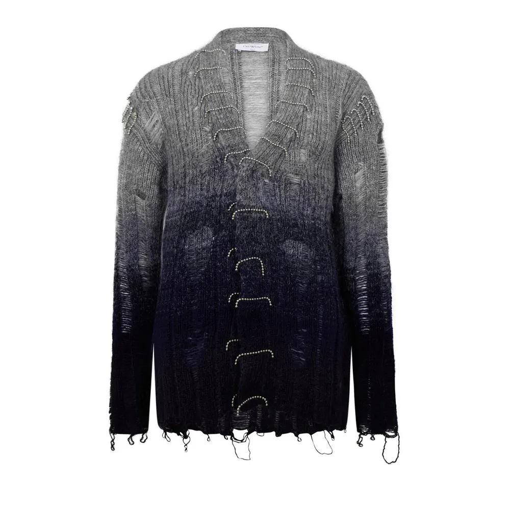 Off White Men's Punk Degradé Mohair Long Sleeve V-Neck Cardigan detail 2