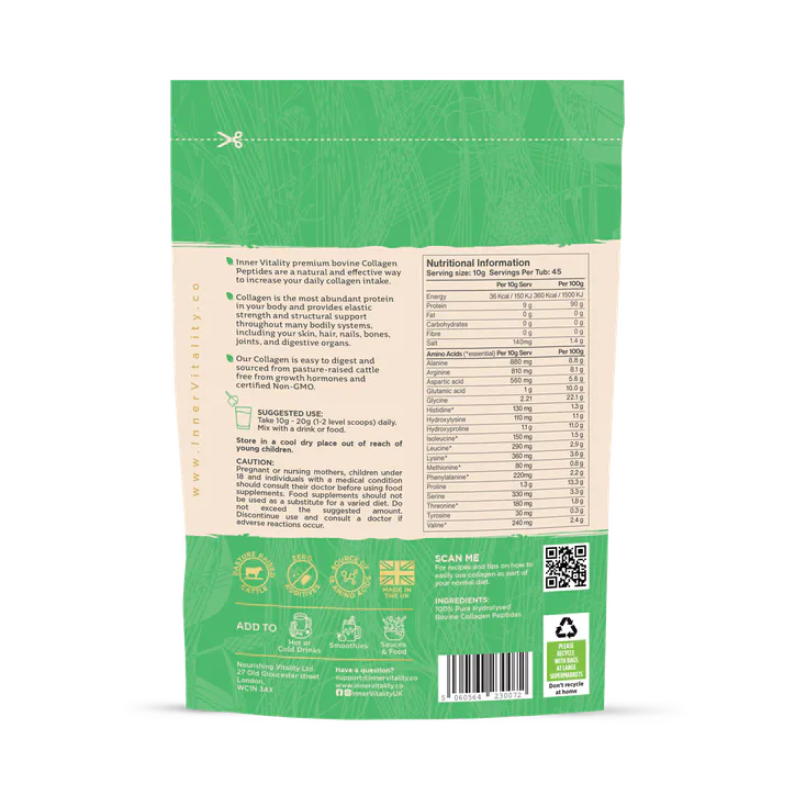 INNER VITALITY Premium Hydrolysed Bovine Collagen Peptides – 450g, additional product view 2
