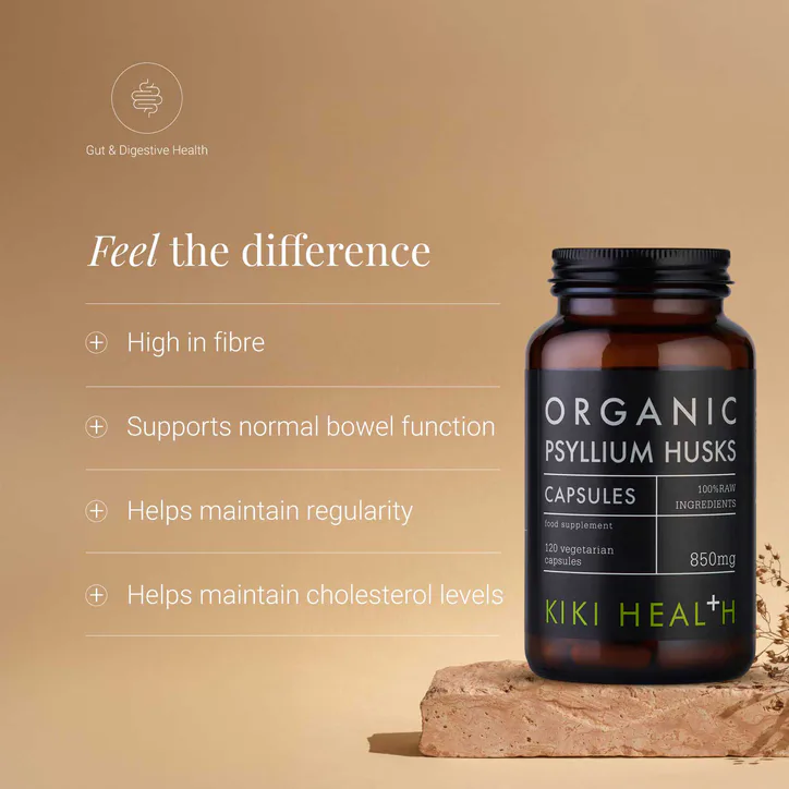 KIKI HEALTH Organic Psyllium Husks - 120 Vegicaps detail 2