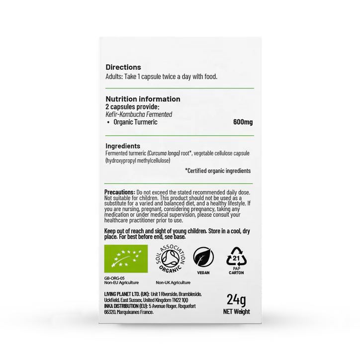 Living Nutrition Organic Fermented Turmeric 60 Capsules, additional product view 2