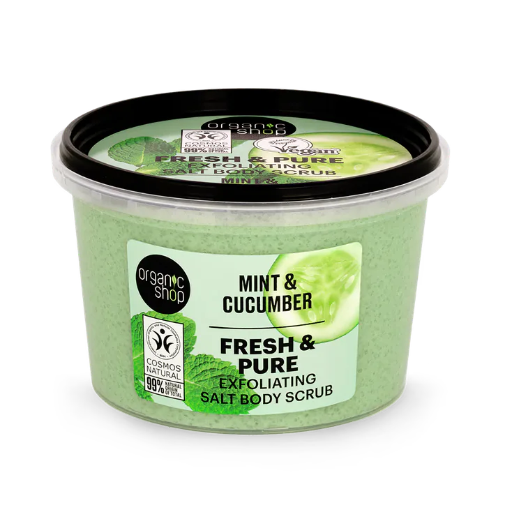 Organic Shop Fresh & Pure Exfoliating Salt Body Scrub Mint & Cucumber 250ml
