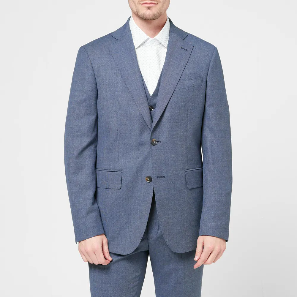 Richard James Wilder Tailored Fit Blue Birdseye Suit Jacket detail 3