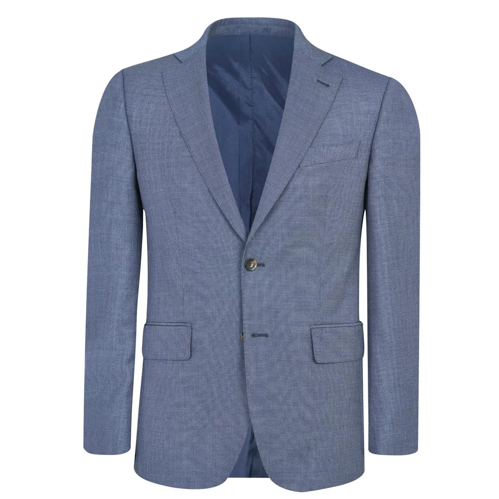 Richard James Wilder Tailored Fit Blue Birdseye Suit Jacket