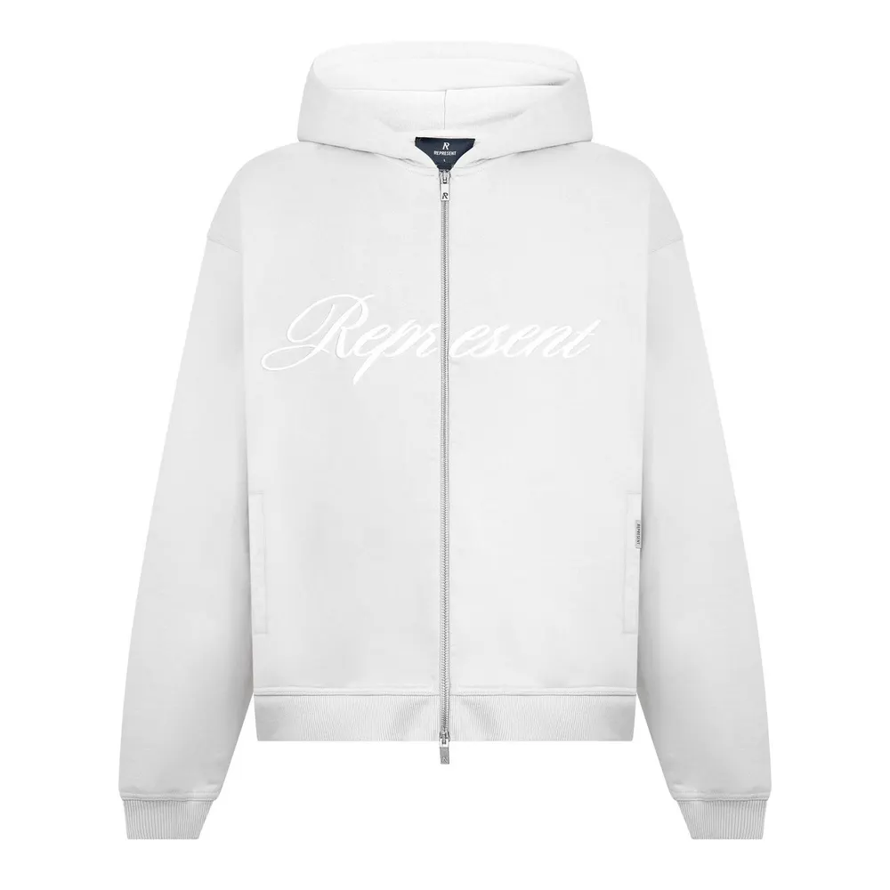 Represent Men's Rep Script Logo Zipped Hoodie, Soft Cotton