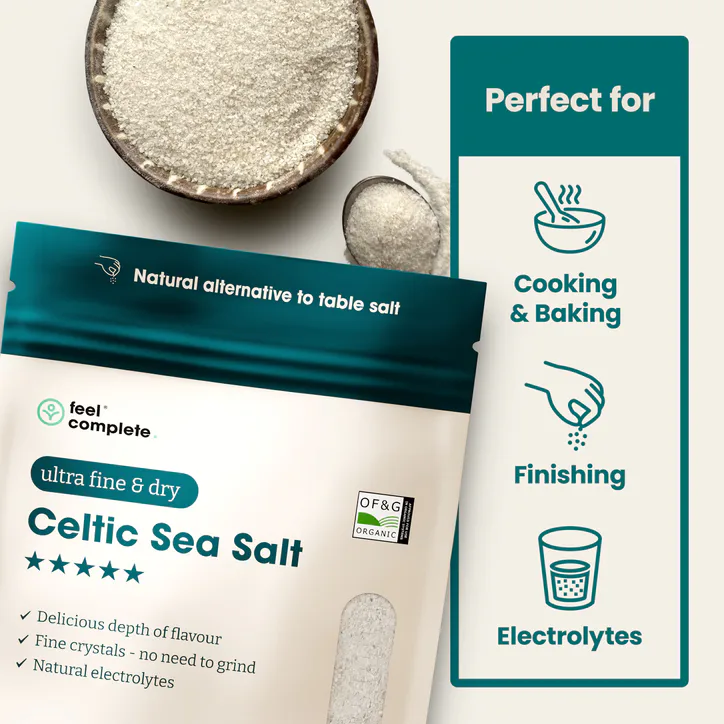 Feel Complete Celtic Sea Salt (ULTRA Fine & Dry) No Need To Grind - Organic Approved - 400g detail 2