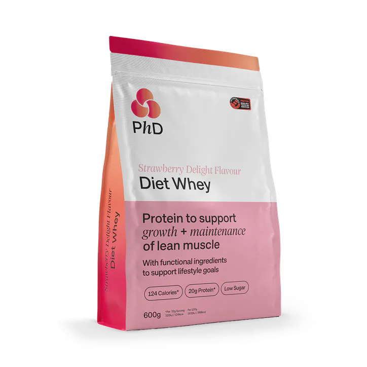 PhD Diet Whey Protein Powder Strawberry Delight 600g