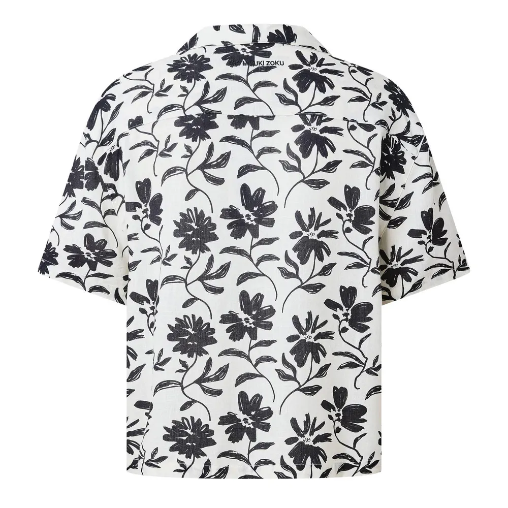 MKI MIYUKI ZOKU Men's Floral Short Sleeve Bowling Shirt detail 2