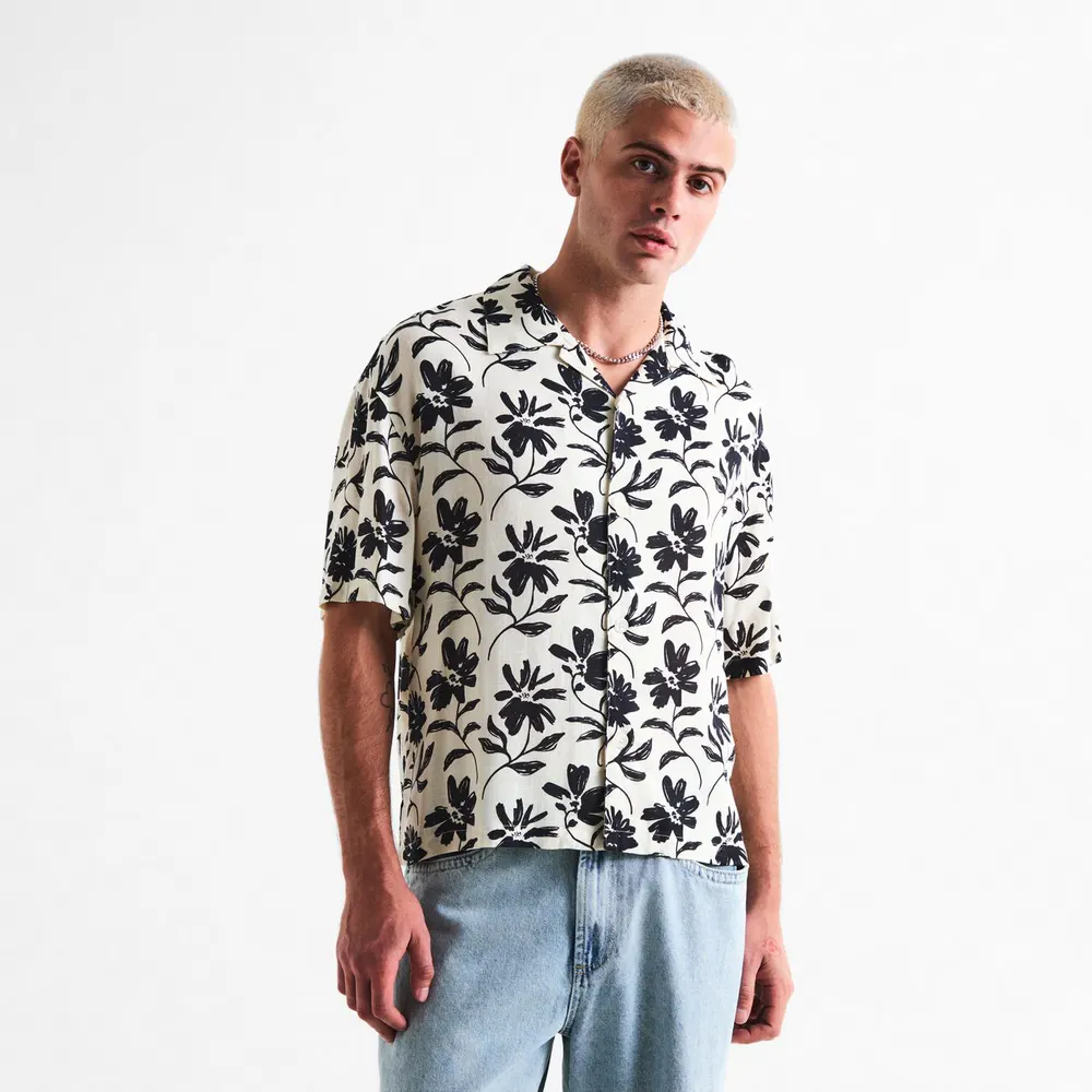 MKI MIYUKI ZOKU Men's Floral Short Sleeve Bowling Shirt detail 3