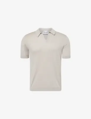 JOHN SMEDLEY Noah Sea Island Open-Collar Cotton Polo Top - COVE BLUE