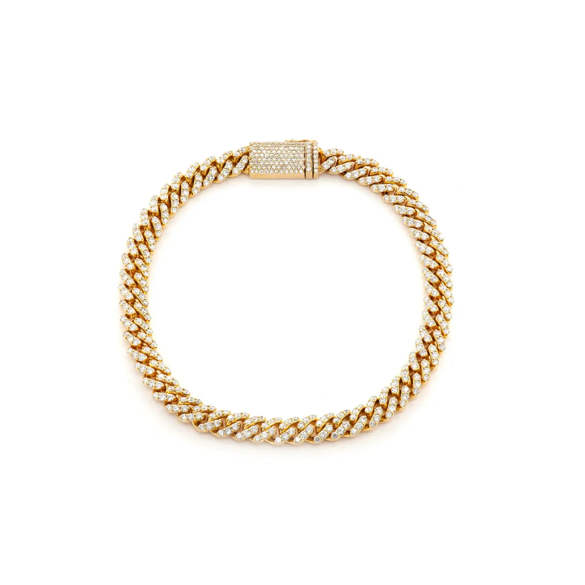 For Him Miami Cuban Diamond Bracelet in 6mm / 4.25ctw / Yellow Gold / 7" – Bracelet