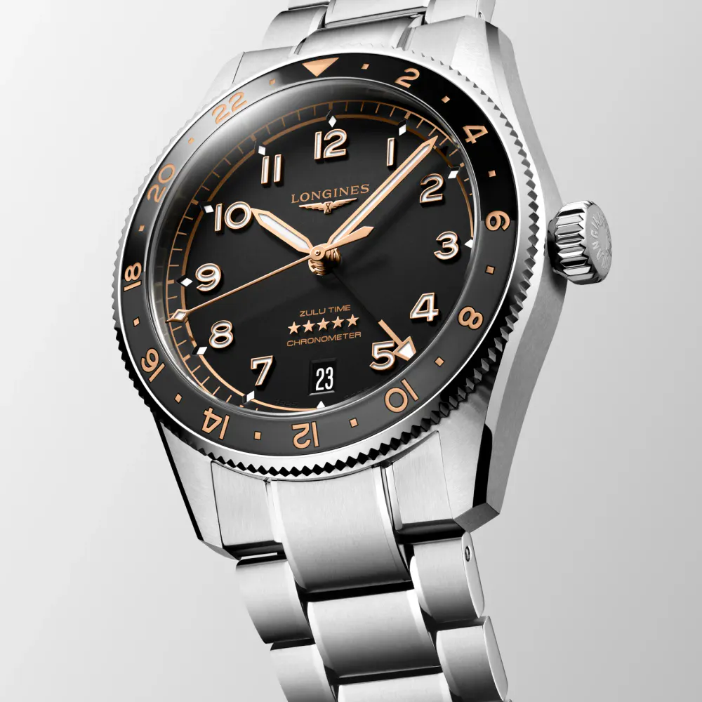 Longines Spirit Zulu Time 39mm Mens Watch Black detail 2
