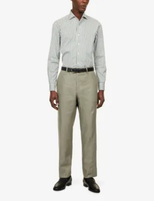 CORNELIANI Striped Regular-Fit Cotton-Poplin Shirt - 15.75 detail 2