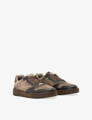 ALLSAINTS Regan Leather and Suede Trainers - EUR 42 / 8 UK MEN in Dark Brown, additional product view 3