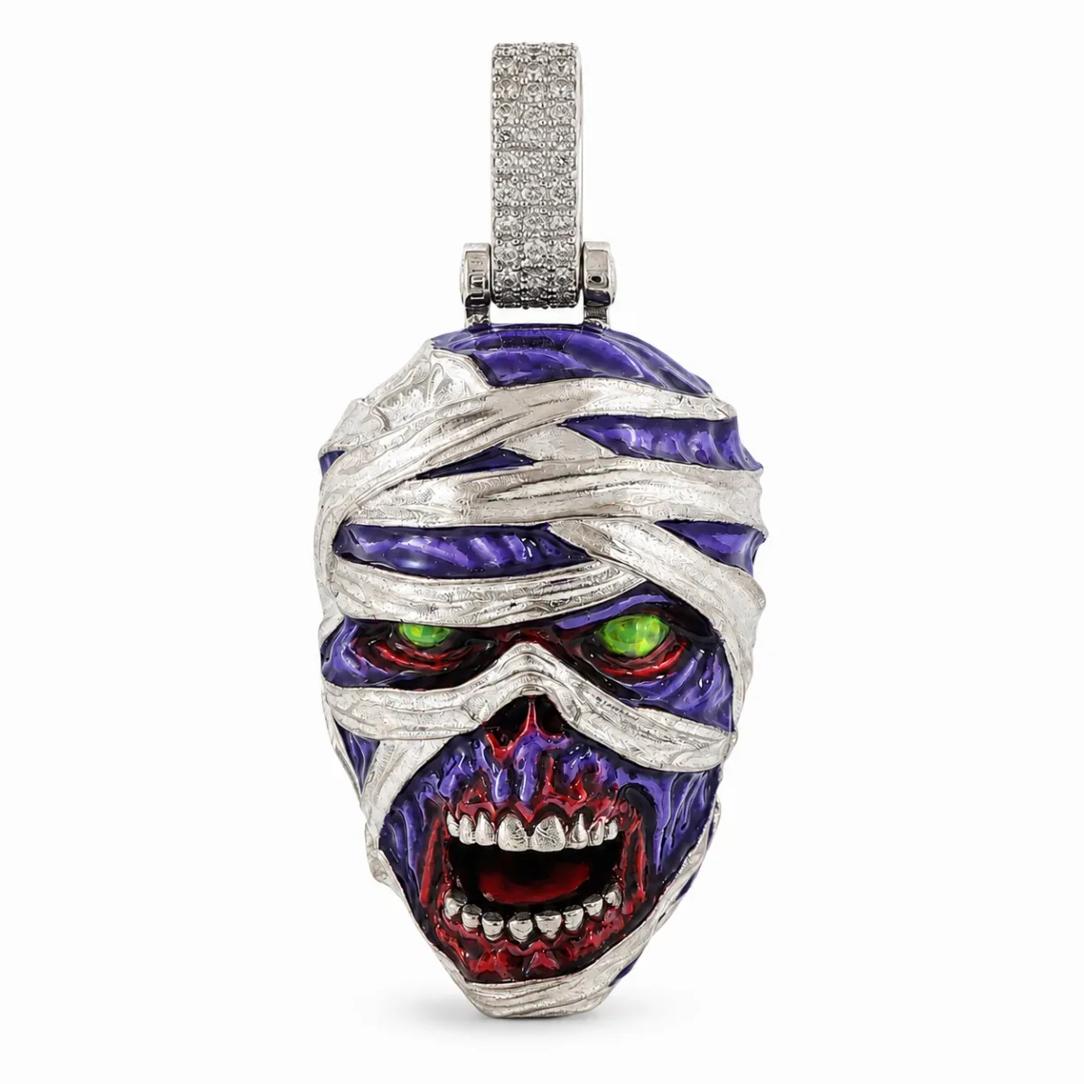 MARYAM - For Him SILVER .925 Silver Mummified Zombie Pendant with Glow In The Dark Enamel 71721 in Silver / Brown – Pendant