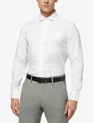 BOGGI MILANO Point-Collar Slim Fit Cotton Shirt detail 3
