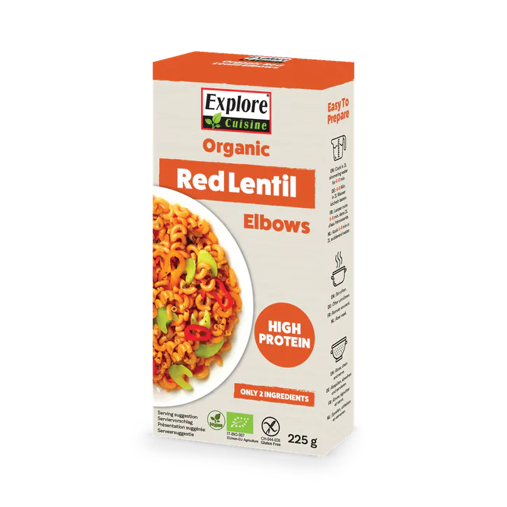 Explore Cuisine Organic Red Lentil Elbow Pasta 225g
