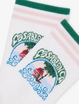 CASABLANCA Palm Tree Emblem Stretch Cotton-Blend Socks - S/M detail 2