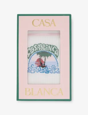 CASABLANCA Palm Tree Emblem Stretch Cotton-Blend Socks - S/M detail 3