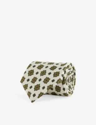 DUNHILL Scatter Medallion-Print Silk Tie