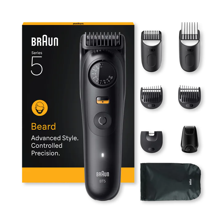 BRAUN Beard Trimmer Series 5, +8 Styling Tools, 40 Lengths, Sharp Blade, BT5560, Black detail 2