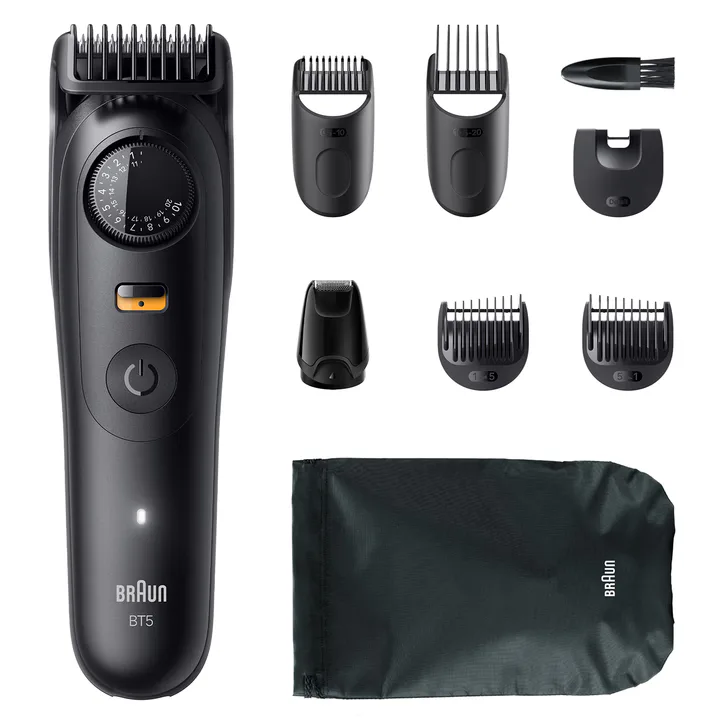 BRAUN Beard Trimmer Series 5, +8 Styling Tools, 40 Lengths, Sharp Blade, BT5560, Black detail 3