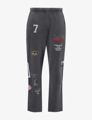 DUKE & DEXTER DR4 Embroidered Washed Cotton Jogging Bottoms