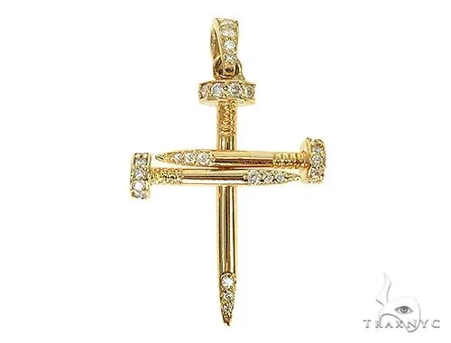 MARYAM - For Him FACTORY CONSCIOUS 18k Gold Diamond Nail Cross Pendant 66030 in White – Pendant