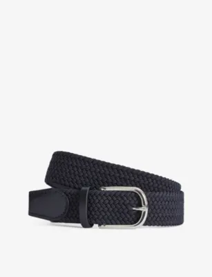 REISS Elmont plaited leather-blend belt - KHAKI - 32 detail 2