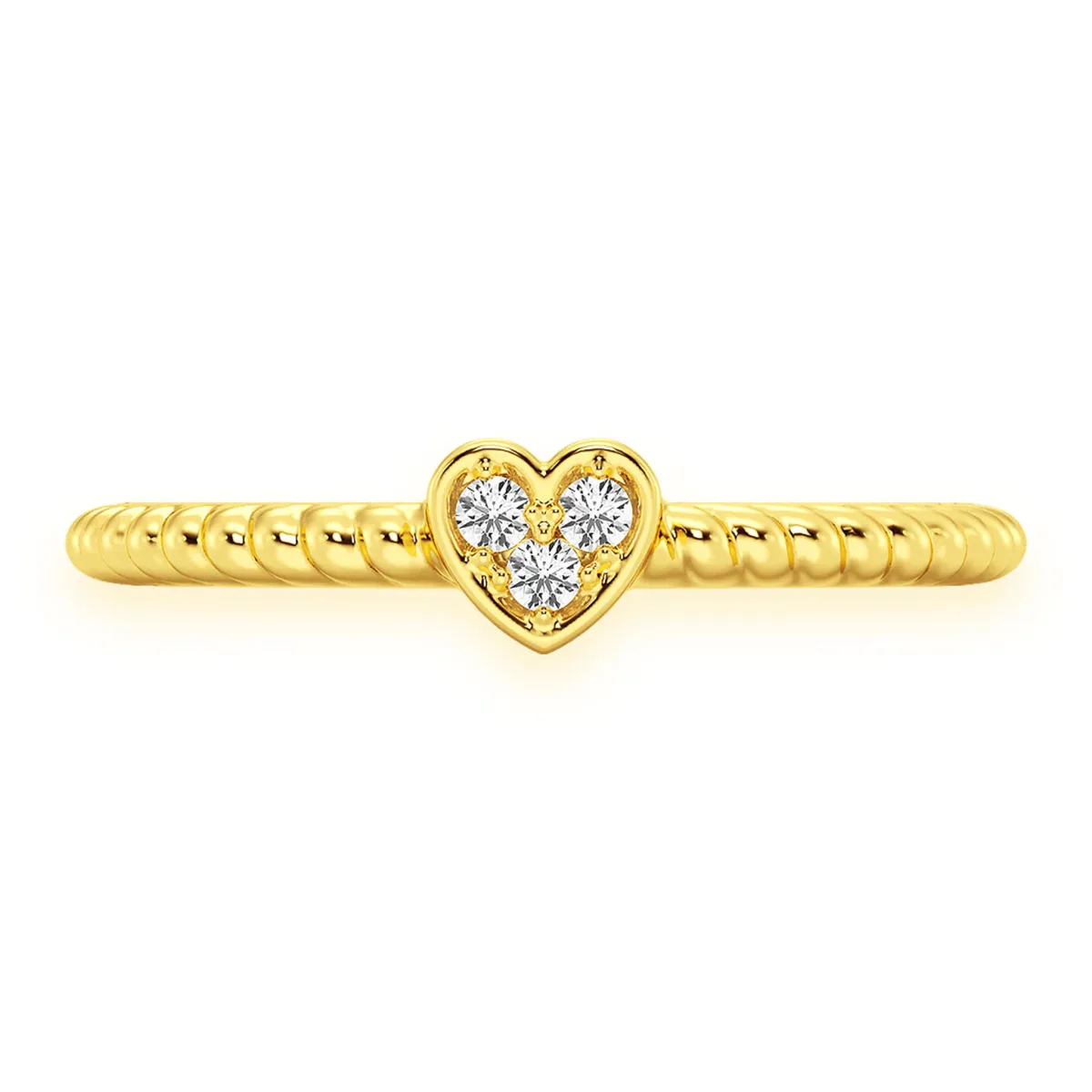 For Him Heart Rope Diamond Ring in Yellow Gold / Natural Diamond – Ring