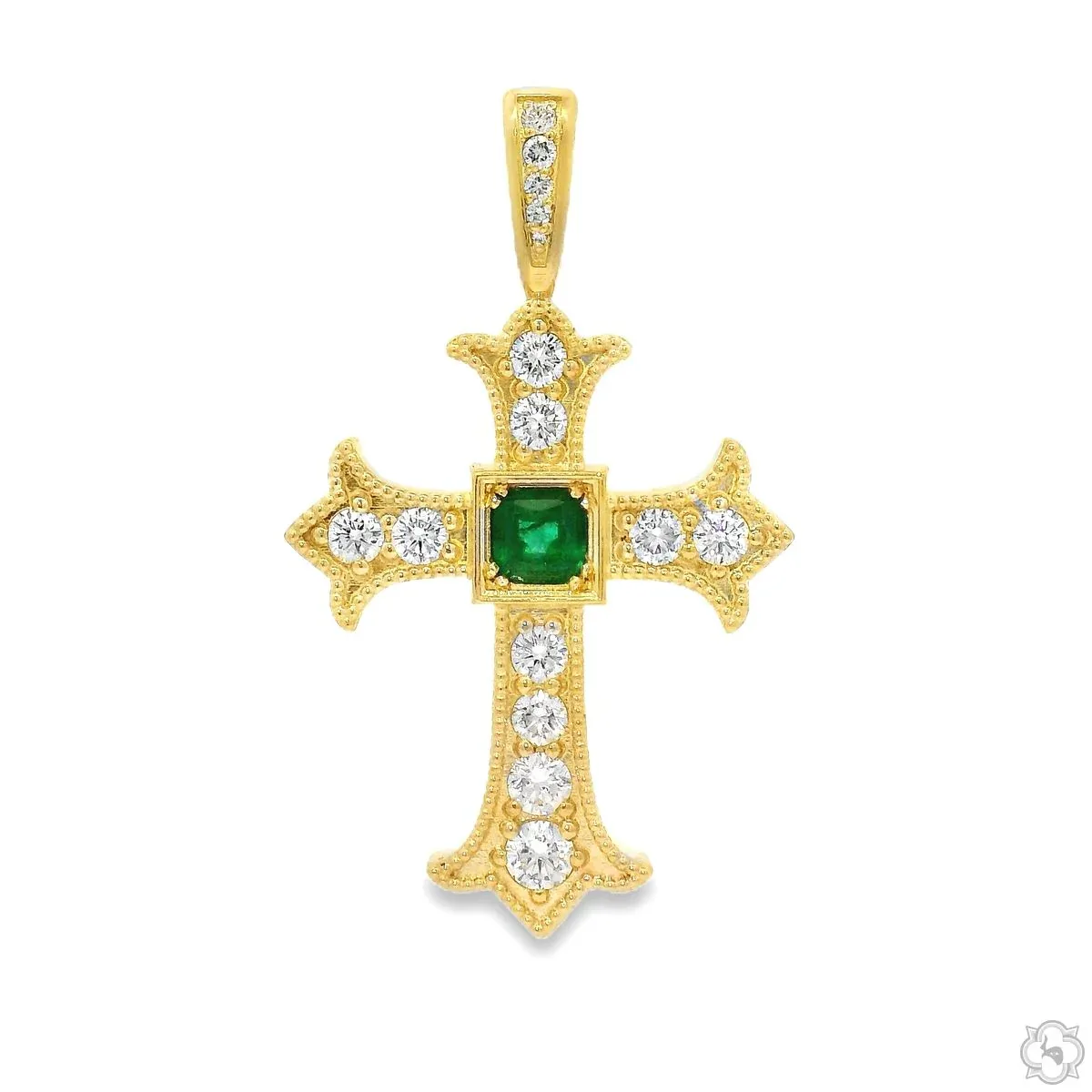 RINA - For Him CUSTOM CVD Imperial Emerald Cross Medium 70554 in Rose Gold – Pendant