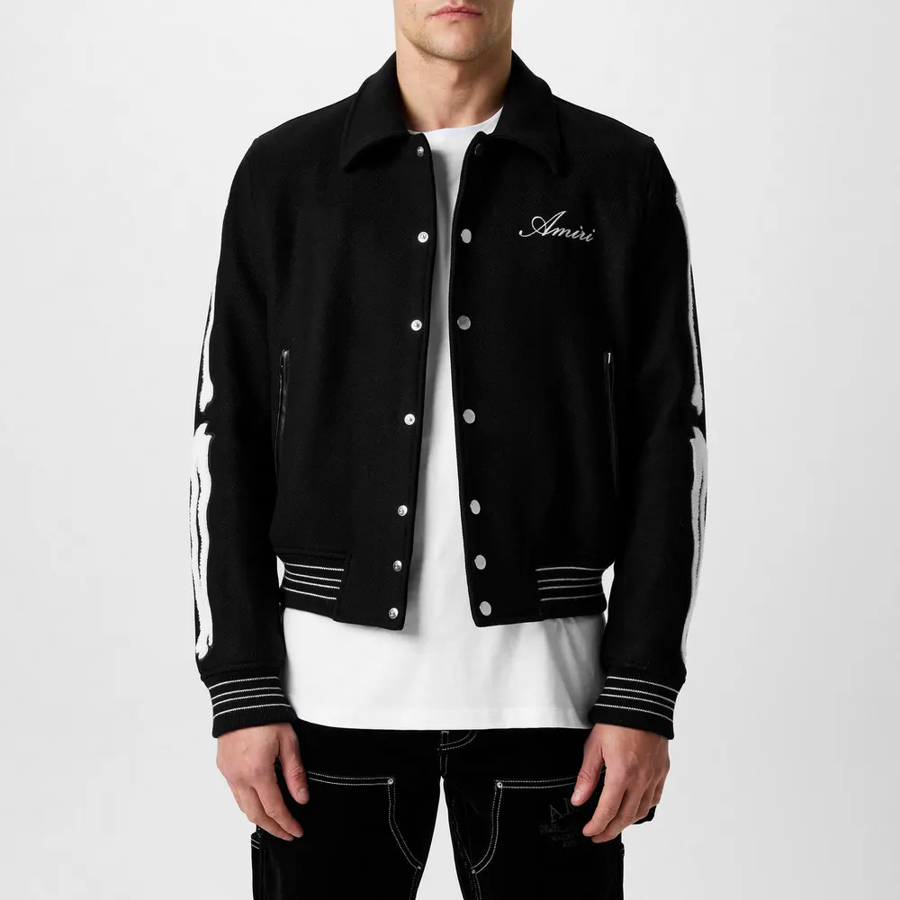 Amiri Men's Bones Wool Long Sleeve Varsity Jacket detail 3