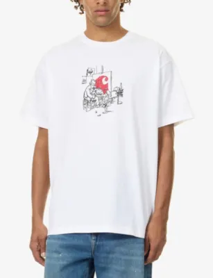 CARHARTT WIP Old Painter Graphic-Print Cotton T-Shirt detail 3