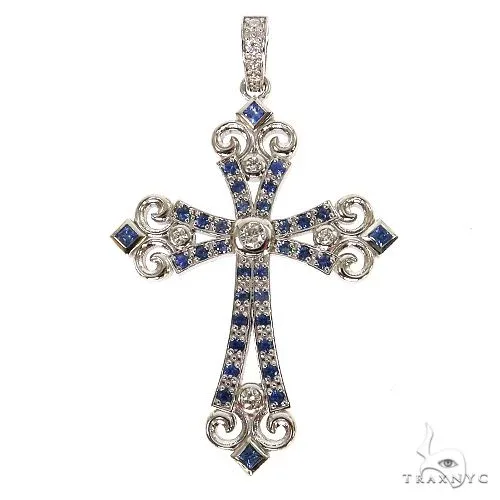 RINA - For Him FACTORY Moonlight Sapphire Diamond Cross Pendant 68901 in Rose Gold – Pendant
