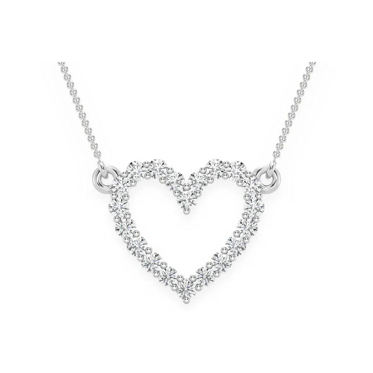 For Him Open Heart Diamond Pendant Necklace in White Gold / 18" / Natural Diamond – Necklace