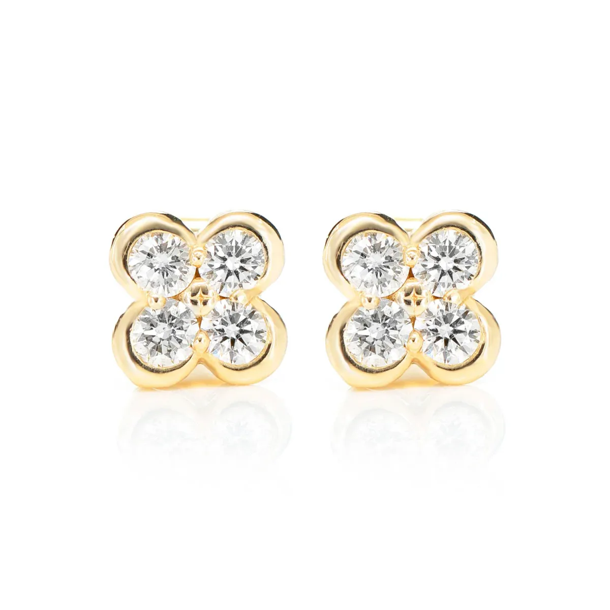 For Him Diamond Clover Bezel Stud Earrings in Rose Gold / Lab Grown Diamond – Earring