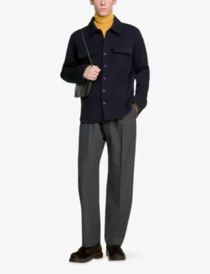 SANDRO Collared Patch-Pocket Wool Overshirt detail 2