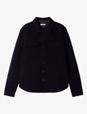 SANDRO Collared Patch-Pocket Wool Overshirt