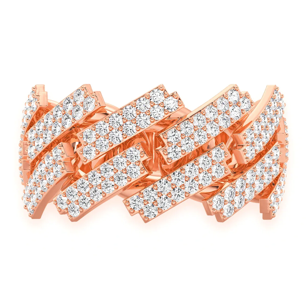 For Him Serrated Cuban Diamond Ring in Rose Gold / Natural Diamond – Ring