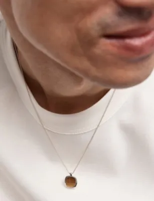 MONICA VINADER Delphi Gemstone Sterling Silver and Tiger's Eye Necklace in SILVER, additional product view 2