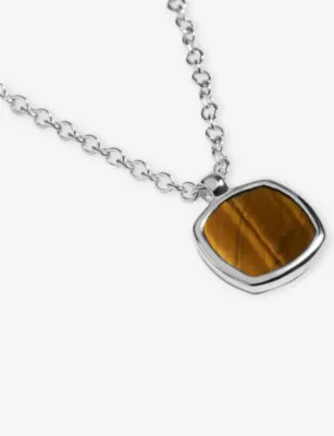 MONICA VINADER Delphi Gemstone Sterling Silver and Tiger's Eye Necklace in SILVER, additional product view 3