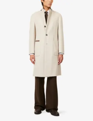DUNHILL Notched-Lapel Wool Chesterfield Coat - 44R in NATURAL, additional product view 2